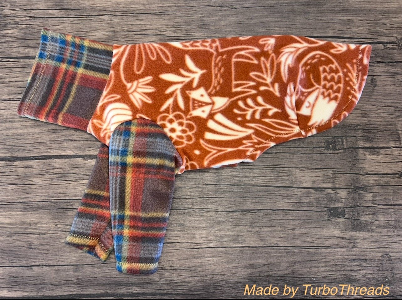Folky Fox w. Plaid Detail - FLEECE Vest // Sweater // 4 leg Pajama