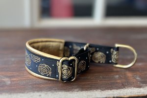 1 inch Metallic Leather Bronze Rose Limited Slip Collar