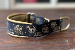 1 inch Metallic Leather Bronze Rose Limited Slip Collar