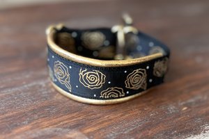 1 inch Metallic Leather Bronze Rose Limited Slip Collar