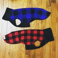 Buffalo Plaid Fleece - 2 leg , 4 leg, Vest Dog pajama - Small & Medium dogs