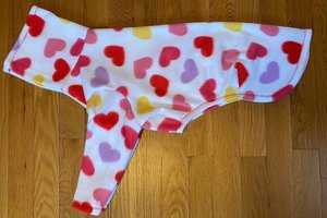 Valentines Hearts fleece dog pajama- Vest, 2 leg 4 leg