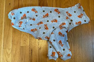 Gold & grey plush fox sweaters for dogs
