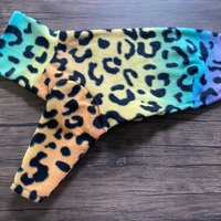 90s Leopard - dog vest, 2 leg or 4 leg fleece pajama
