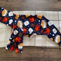 Gimme S’mores Fleece dog Pajamas - dog vest, 2 leg or 4 leg fleece sweater
