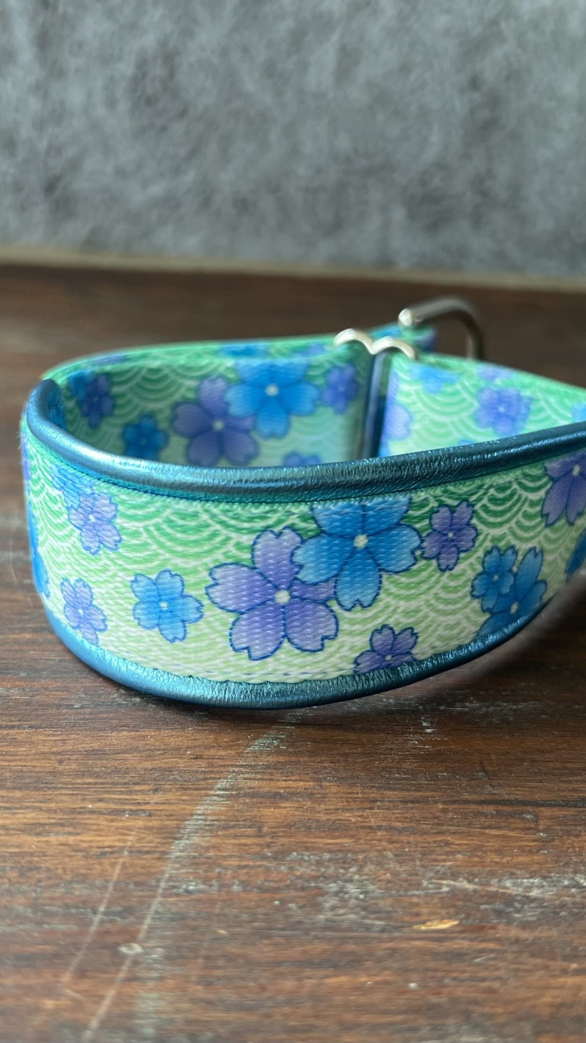Blue Blossoms with Leather Padding