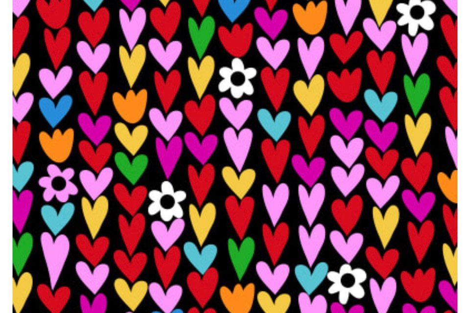 Valentines Hearts on Black fleece dog pajama- Vest, 2 leg 4 leg
