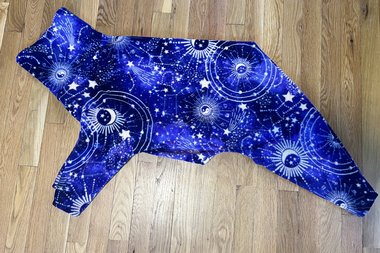 Violet Celestial Fleece dog Pajamas  - dog vest, 2 leg or 4 leg fleece sweater