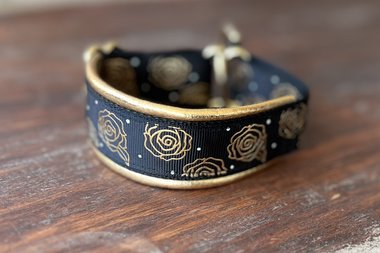 1 inch Metallic Leather Bronze Rose Limited Slip Collar 