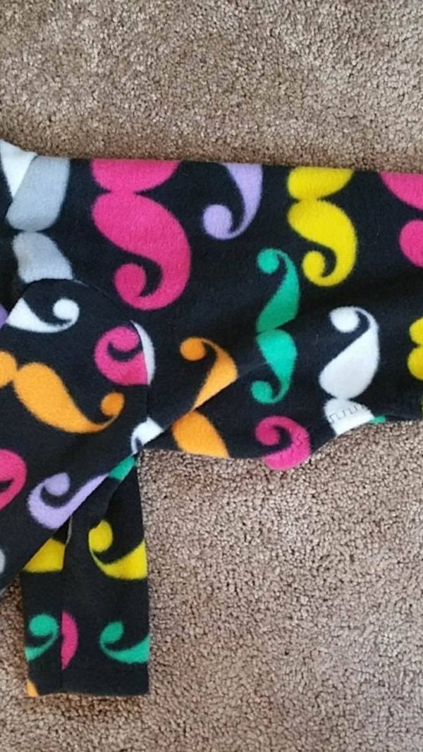 Colorful Mustaches Fleece Pajamas (2 leg, 4 leg & Vest
