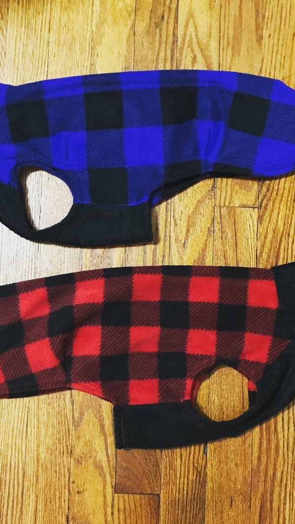 Buffalo Plaid Fleece - 2 leg , 4 leg, Vest Dog pajama - Small & Medium dogs