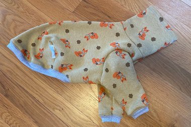 Gold & grey plush fox sweaters for dogs