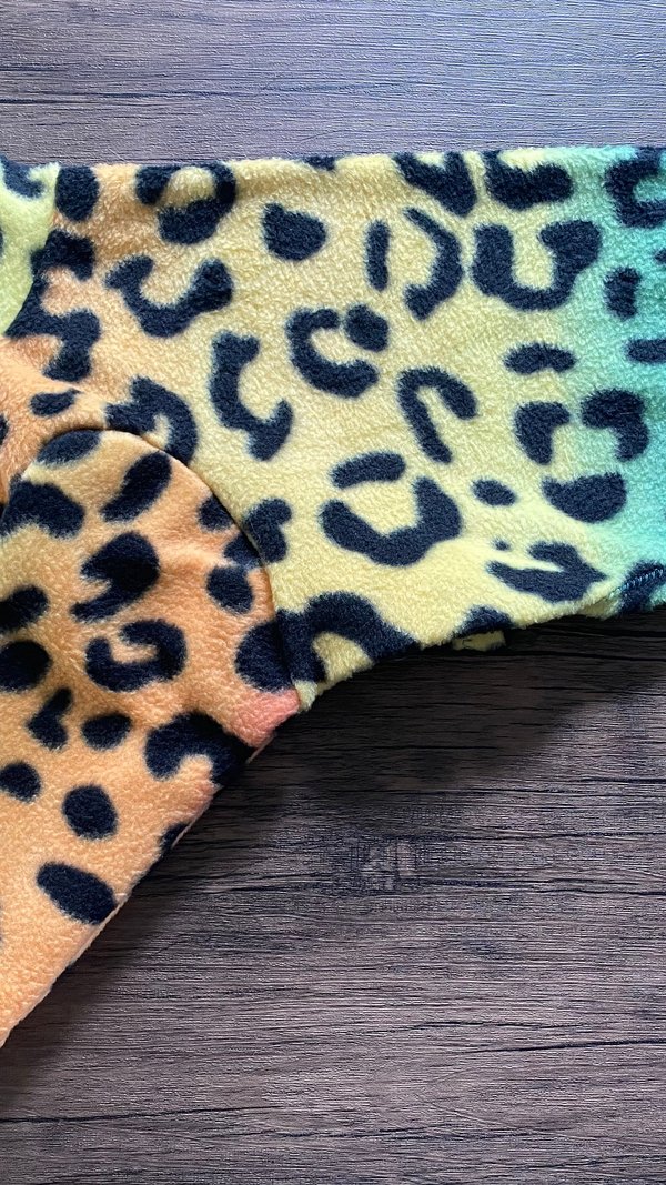 90s Leopard - dog vest, 2 leg or 4 leg fleece pajama