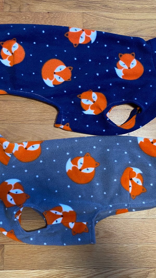Fox and dots - dog vest, 2 leg or 4 leg fleece sweater